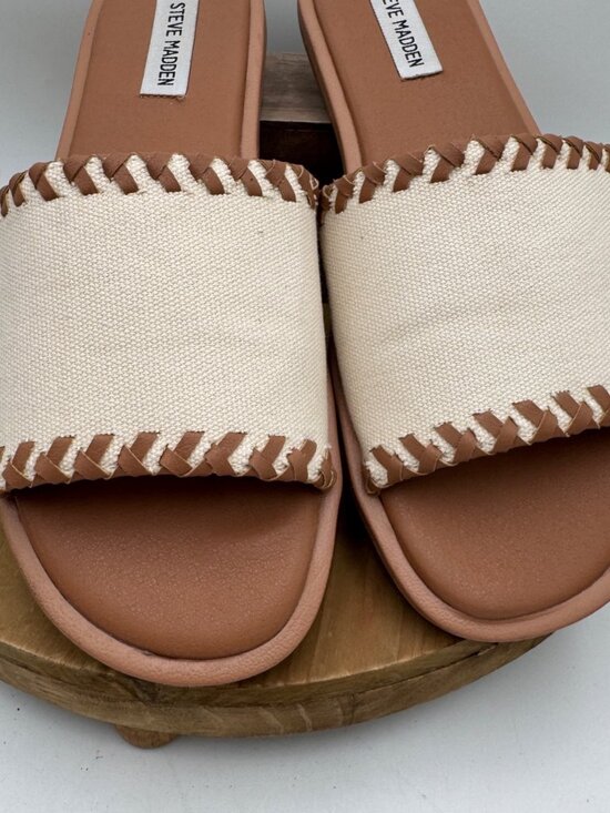 Steve Madden Kaya Cream Sandals Slides woman’s size 10 spring summer - Picture 5 of 11